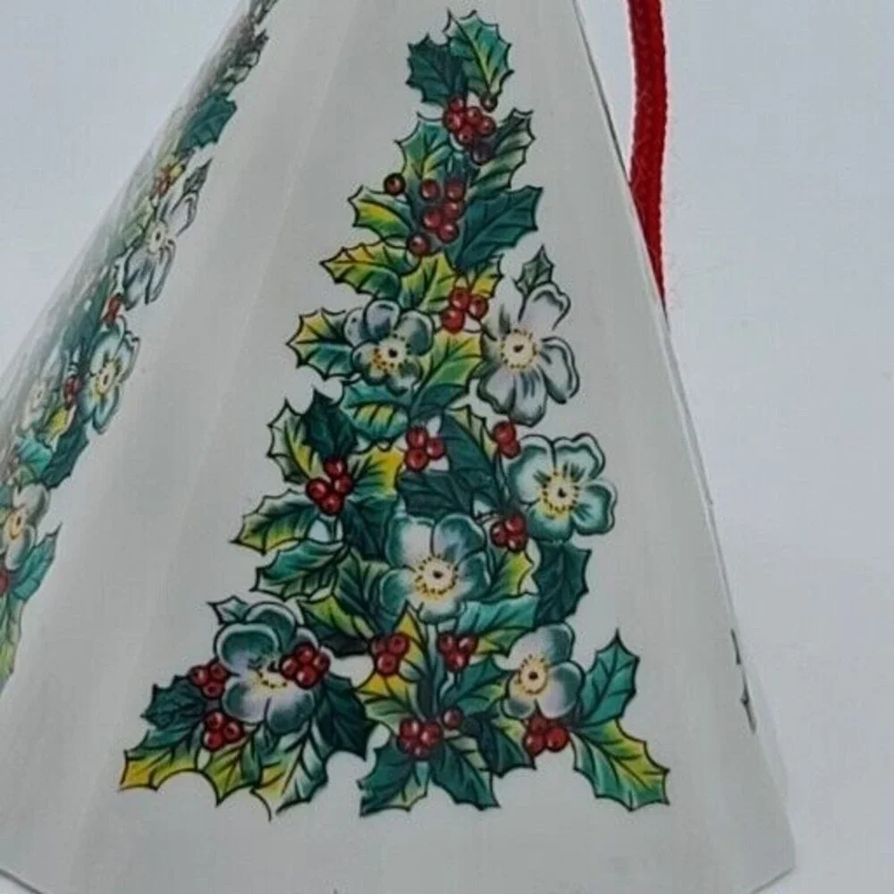 Vintage Jasco Festive Porcelain Christmas Ornament Holly Tree